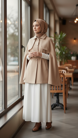 Short Wool Cape Mantle..Short Manteau