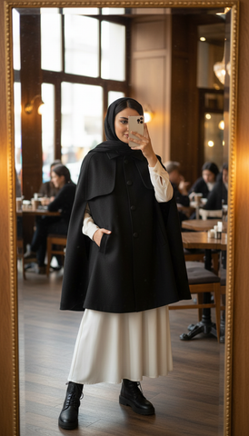 Short Wool Cape Mantle..Short Manteau