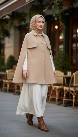 Short Wool Cape Mantle..Short Manteau