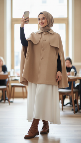 Short Wool Cape Mantle..Short Manteau