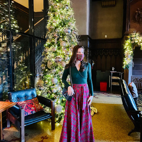 Red tartan long skirt Red plaid maxi skirt with pockets Red long skirt woman