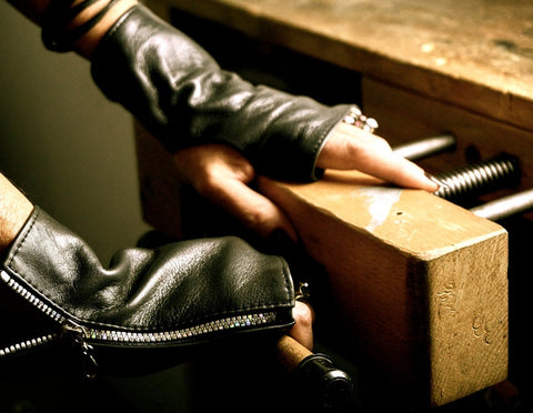 Fingerless Genuine Leather Gloves with Soft Velvet Lining