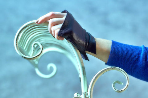 Mini Fingerless Leather Gloves with Soft Velvet Lining