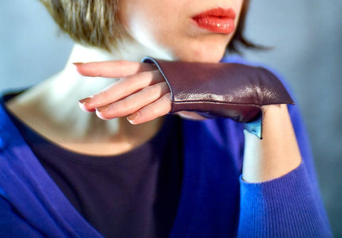 Mini Fingerless Leather Gloves with Soft Velvet Lining