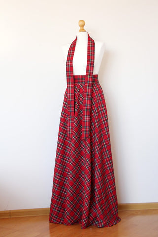 Red tartan maxi skirt Red plaid maxi skirt Red maxi skirt with pockets Red long skirt Red long plaid skirt Long woman skirt Maxi Skirt