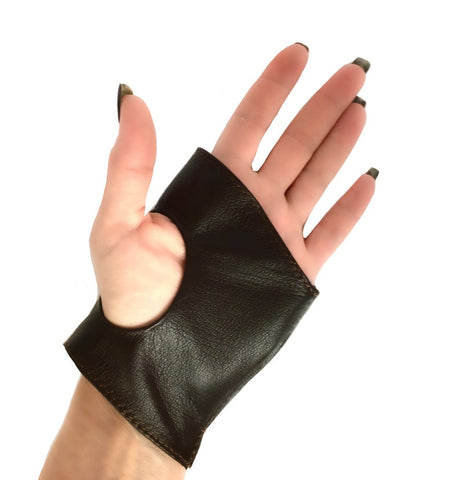 Mini Fingerless Leather Gloves with Soft Velvet Lining