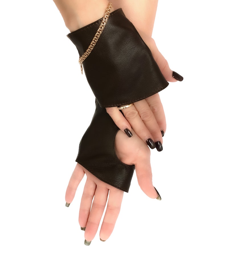 Mini Fingerless Leather Gloves with Soft Velvet Lining