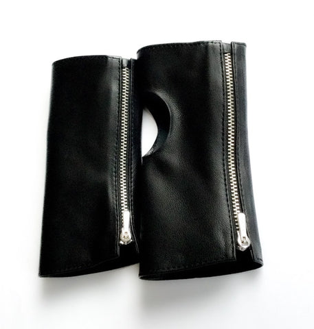 Fingerless Genuine Leather Gloves with Soft Velvet Lining