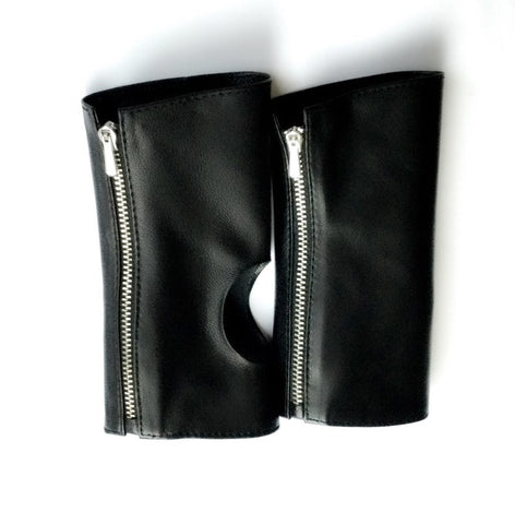 Fingerless Genuine Leather Gloves with Soft Velvet Lining