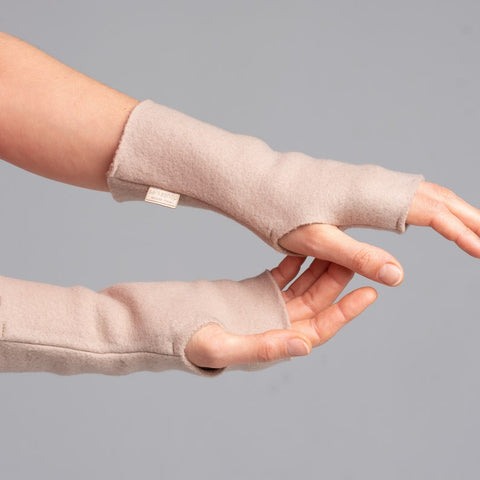 Cotton Fingerless Gloves, Hand Warmers Arms texting glows, Herringbone, Wrist Warmers, Beige Gloves, Rustic, Steampunk, Celtic, Folk Style