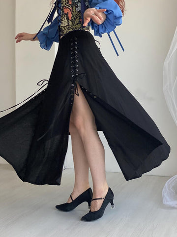 Rosaline Lycra Cloche Skirt with Side Slits & Adjustable Waist – Army, Black & Chocolate Brown