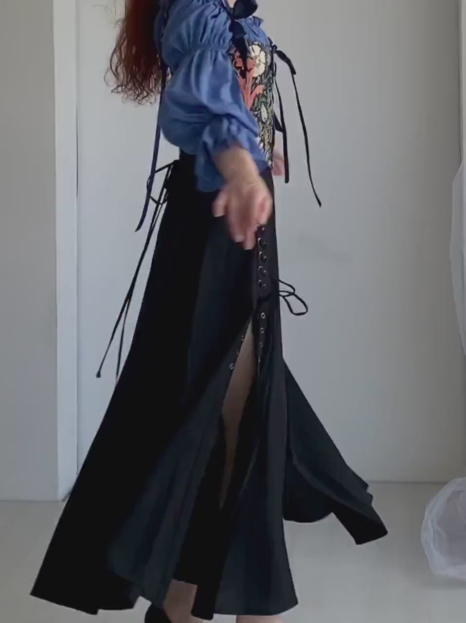 Rosaline Lycra Cloche Skirt with Side Slits & Adjustable Waist – Army, Black & Chocolate Brown